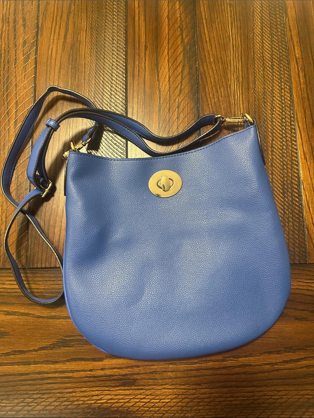 Blue Leather Crossbody Shoulder Bag